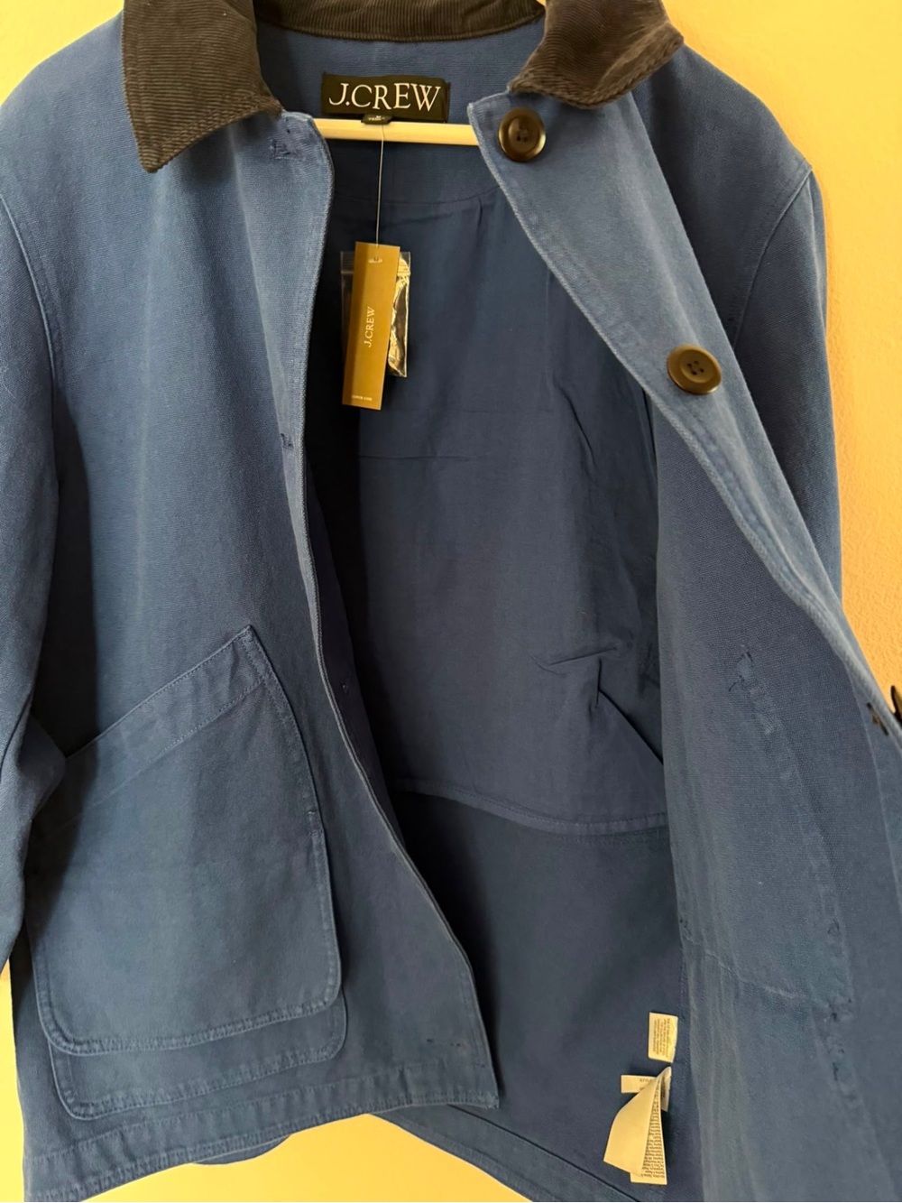J.Crew Barn Jacket Women M Blue Cotton Canvas Corduroy Collar NWT CI107 - Picture 4 of 11